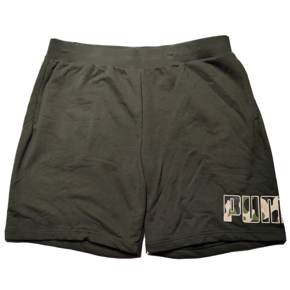 PUMA‎ Men Size 2XL Green Rebel Camo Regular Fit 9" Sweat Shorts NEW